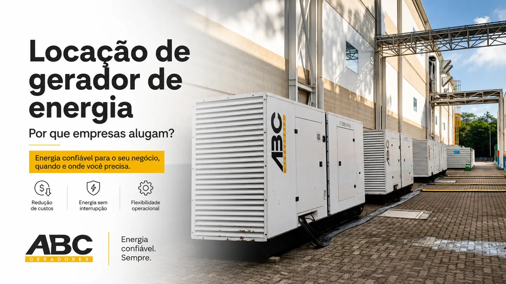 Locação de gerador de energia: por que empresas alugam em vez de comprar